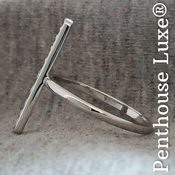 SOLID 925 Sterling Silver Silver Moon Phase Vertical Stacked Ring - Picture 2 of 6